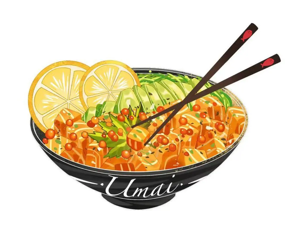Restaurant logo: The restaurant name is printed on the Pochi bowl.